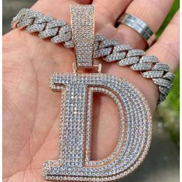 Custom Personalised Pendant 925 Silver Diamond Vvs Baguette Moissanite Iced Out Letter Pendant Fine Jewellery Necklace