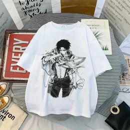 Men's T-Shirts Summer Harajuku T-shirt Japanese Anime Attack on Titan Levi Ackerman Eye Punk Tops Oversized Men Short Slve O-neck Women Ts Y240420