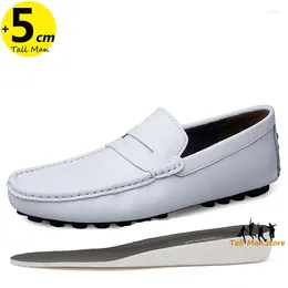 Casual Shoes Man Loafers Business Elevator Men Leather Lift Height Increase Insoles 5cm Classic Formal British Black In