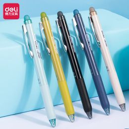 Pens Deli 5pcs 0.5mm Black Crystal Blue Ink Erasable Gel Pen Highquality Pen Office Supplies School Supplies Stationery For Writing