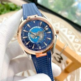 Wristwatches Luxury Mens Watch Automatic Mechanical Watches Self Wind Movement Stainless Steel Silver Blue Rubber Rose Gold