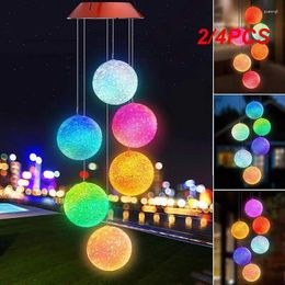 Garden Decorations 2/4PCS Solar Powered LED Wind Chime Portable Colour Changing Spiral Spinner Windchime House Outdoor Hanging Decorative