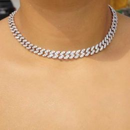 Pendant Necklaces 2021 New Mixed Color Cuban Curb Link Chain Necklace For Women Iced Out Silver Color Miami Cuban Choker Hip Hop Statement Jewelry Y240420