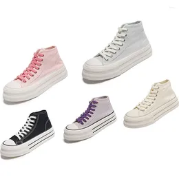 Casual Shoes Women Thick Sole Canvas High Top Girl Students Height Increasing Sneakers Boots Solid Colours Pink Sneaker 35-40