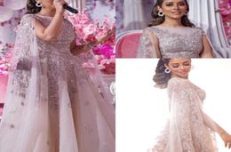 Arabic Evening Gowns Capped Dubai Tulle Lace Applique Elegant Prom Party Formal Dresses Plus Size Special Occasion Dresses7506527