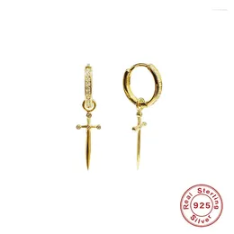 Hoop Earrings 925 Sterling Silver Zircon Dagger Hip Hop Party Creative Jewelry 2024 Trend Women's Charm Accessories Gift