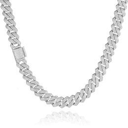 Hiphop Fine Mens Jewellery Cuban Link 925 Sterling Silver Tennis Chain Moissanite Diamond Necklace for Men Women