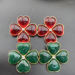 Stud Earrings 2024 Middle Vintage Jelly Glass Inlaid Fresh Refined Fashion Style Lucky Jewelry For Woman Trendy