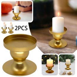 Candle Holders Pillars Vintage Gold Candlestick Holder Distressed Set Of 3 Geometric Round Wrought Iron