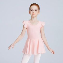 Girls Ballet Tutu Dress Dance Leotards Kids Ballet Gymnastics Leotard Double Sleeves Ballet Training Costumes For Ballerina 240411