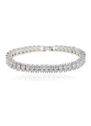 Iced Out Bling Paved Tennis Chain Bracelet Silver Colour 5A CZ Charm Bangle For Women Mens Hip hop Jewelry6406899