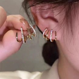 Stud Earrings Crystal U-shaped Gold Silver Colour For Woman Korean Fashion Jewellery Gift Accessories Girls