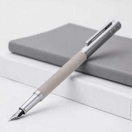 Pens HongDian White Forest Fountain Pen Iridium Silver EF/F/Bent Nib Beautiful Tree Texture Excellent Business Writing Gift Pen