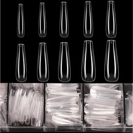 Punte da unghie 500pcs Extra Long False chiodi premi su unghie finte con disegni di colla strumenti per nail art artificiali per salone per manicure