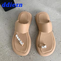 Slippers 2024 Women Flats Shoes In Summer Casual Indoor Slides Rhinestones Crystal Ladies Outside Flip Flops Female