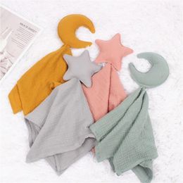 Blankets 40 40CM Baby Cotton Muslin Blanket Soft Born Bath Towel Sleeping Dolls Kids Moon/Star Toy Soothe Appease