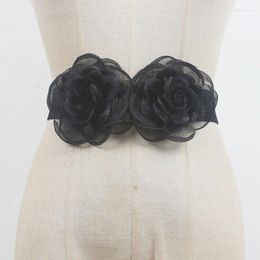 Belts Women's Fashion Elastic Flower Cummerbunds Female Dress Corsets Waistband Decoration Wide Belt R1909
