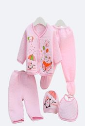 Newborn Cartoon Suits 14 Design Infant Baby Thick Thermal Underwear Kids Clothes Girls Cotton Outfits Boys 5 Pieces Suits 0602295655653