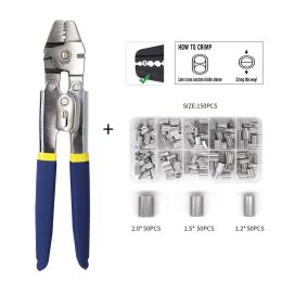 Accessories Stainless Steel Fishing Pliers Wire Rope Crimping Tool with 150pcs Ferrule Crimping Loop Kit for Crimpers & Crimping Sleeves Kit