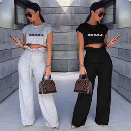 Luxury designer tracksuit summer sleeveless t shirt women's tank top yoga wear suit womens vest loose yoga pants two piece set s-2xl