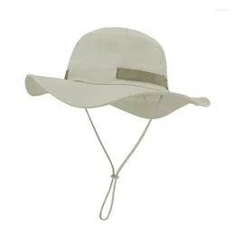 Berets Bucket Hat Women Summer Big Brim String Cap Men Fishing Accessory For Outdoor Beach Sunshine Protection Swimming Hiking Work