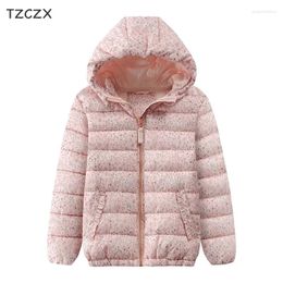 Down Coat Arrival European And American Style Winter Children Girls Hooded Jacket Fashion Little Floral Print Coats & Outerwear