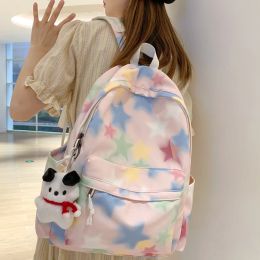 Backpacks Cute Female Fashion Lady High Capacity Waterproof College Backpack Star Printing Trendy Women School Bags Girl Travel Book Bag