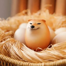 Creative Shiba Inu Realistic Egg Shape PVC Desk Decor Dog Union Decorations For Home Offices Fun Christmas Toy Gifts 240411