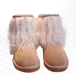 Casual Shoes Fashion Design Sense Pearl Rhinestones Hair With A Small Number Of Warm Snow Boots Thick Non-slip Cotton Wo