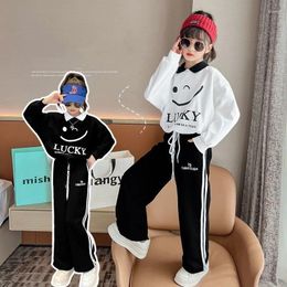 Clothing Sets Teenager Autumn Winter Kids Baby Girls Batwing Tracksuit Hooded Tops Sweatshirt Striped Loose Pants Child 4 7 9 10 11 12 Years