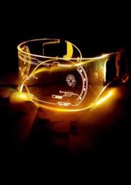 Women Sunglasses Europe America Colorful discoloration Luminous fluorescent future technology cool Nightclub Girl DJ LED bar flash6509378