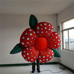 8m 26.2ft high Red Inflatable Flowers with Blower and light for Nightclub Ceiling Stage Decoration