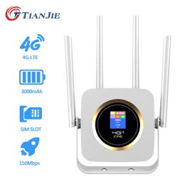 Routers 4G CPE Wifi Repeater 300Mbps Wireless Wifi LTE FDD TDD Router Gateway Antennas Sim Card Slot Ethernet Boradband Network Hotspot