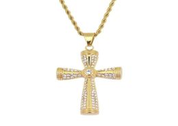 hip hop cross diamonds pendant necklaces for men women western luxury necklace Stainless steel Cuban chains Religion jewelry1803219507591