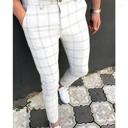 Men's Pants 2024 Vintage Plaid Print Slim Pencil For Men Casual Long Trousers Spring Summer Fashion Streetwear Clothes