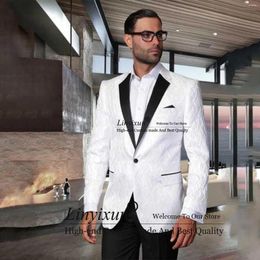 Men's Suits Fashion Floral Men 2 Pieces Set Groom Wedding Tuxedo Notched Lapel Formal Business Male Blazer Slim Fit Costume Homme