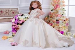 414 Years Lovely Floral Lace Flower Girl Dresses Girls Pageant Ball Gowns Long Train Beautiful Little Kids Formal Party Wear9140933850012