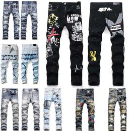 Motorrad Ksubi Jeans Designer Herren lila Luxus High Street Jeans gestickte Hose Frauen übergroß