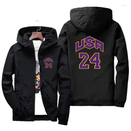 Men's Jackets Fashion USA Basketballer Men Women Hooded Windproof Bomber Jacket Coats Male Zipper Street Thin Casual Outdoors Clothes