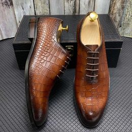 Dress Shoes Autumn Men's Formal Genuine Leather Luxury Handmade Whole Cut Oxford Business Wedding Party Lace-up For Men