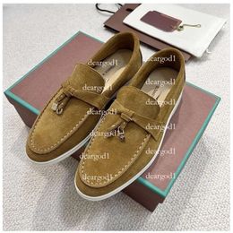 Loro Klavierschuh mit Orginalbox Loro Klavier Designer Schuhe Männer lässige Schuhe Slipper flach niedriger Top Wildleder Kuh Leder Komfort Loafer Slip auf Pianoloafer Gummi -Sohle 70