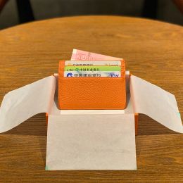 Holders Cowhide Leather Card Holders Unisex Slim Money Bag Casual Minimalist Design Small Purse Ultrathin Mini Wallet ID Card Case