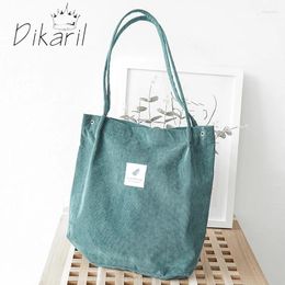 Bag Dikaril Corduroy Shopping Female Canvas Cloth Shoulder Environmental Storage Handbag Reusable Foldable Eco Grocery Totes