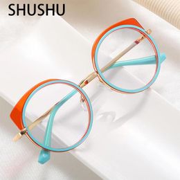Sunglasses SHA91 Women's Extra Large Cat Eye Round Anti Blue Light Glasses Retro Ultra Flat 2024 Trendy Optical