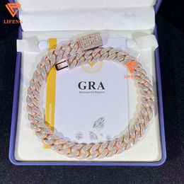 18mm 5 Rows Vvs Moissanite Diamond Miami Cuban Link Chain Custom Name 925 Sliver Necklace Bust Down Cuban Chain Rose Gold