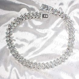 20mm Coutom Hip Hop Jewellery Iced Out Clustered Baguette Cut Vvs Moissanite Diamond Chain Cuban Chain