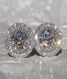 Luxury Design Friends Stud Earings 18K White Gold Plated Big Diamond Earrings for Women White Zircon Earrings5785099