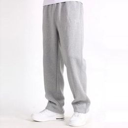 Casual Men Straight Pants Gray Loose Trousers Solid Color Drawstring Joggers Streetwear Wide Leg Harem Pants 240421