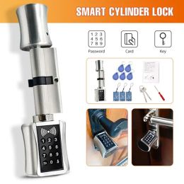 Control Smart Cylinder Lock European Style Electronic Door Lock Digital Keypad Code RFID Card Keyless Electric Lock safe For Home