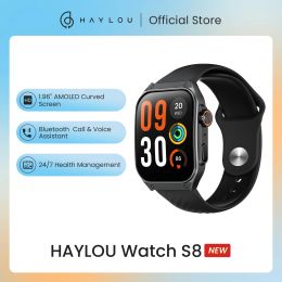 Watches HAYLOU Watch S8 Smartwatch 1.96'' AMOLED Curved Screen BT5.3 Bluetooth Call AI Voice Assistant 20 Days Smart Watches for Men